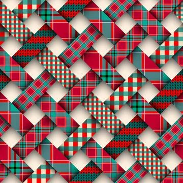Patchwork textile pattern. Seamless quilting design background. Merry Christmas Illustrazione stock