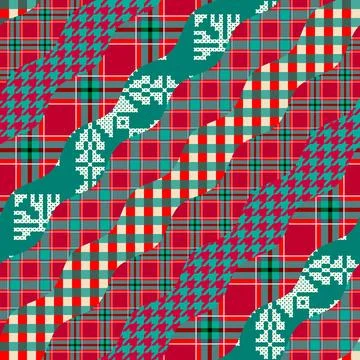 Patchwork textile pattern. Seamless quilting design background. Merry Christmas Stockillustratie