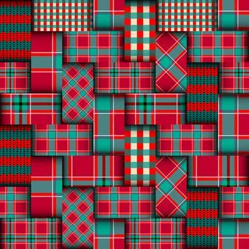 Patchwork textile pattern. Seamless quilting design background. Merry Christmas Illustrazione stock