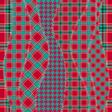 Patchwork textile pattern. Seamless quilting design background. Merry Christmas イラスト素材