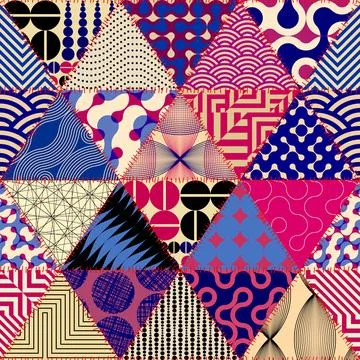 Patchwork textile pattern. Seamless quilting design background. 스톡 일러스트