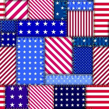 Patchwork textile pattern. Seamless quilting design background. Stock Illustration