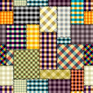 Patchwork textile pattern. Seamless quilting design background. Stock Illustration