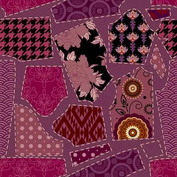 Patchwork textile pattern. Seamless quilting design background. Stockillustratie