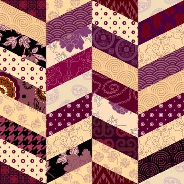 Patchwork textile pattern. Seamless quilting design background. Illustrazione stock
