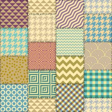 Patchwork textile pattern. Seamless quilting design background. Illustrazione stock