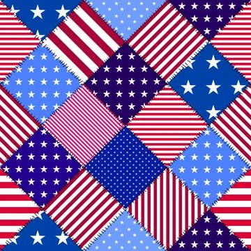 Patchwork textile pattern. Seamless quilting design background. Stock Illustration