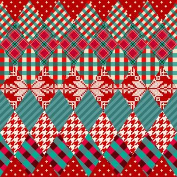 Patchwork textile pattern. Seamless quilting design background. Merry Chris.. Stock Illustration