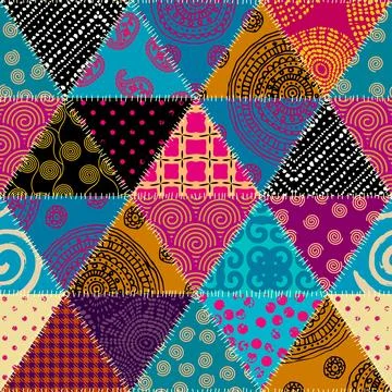 Patchwork textile pattern. Seamless quilting design background. イラスト素材