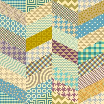 Patchwork textile pattern. Seamless quilting design background. Illustrazione stock