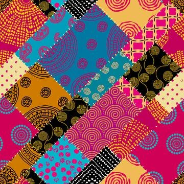 Patchwork textile pattern. Seamless quilting design background. Stock Illustration