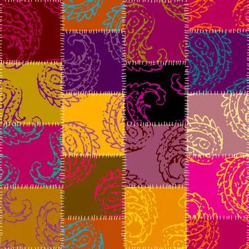 Patchwork textile pattern. Seamless quilting design background. 库存插图