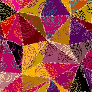 Patchwork textile pattern. Seamless quilting design background. Illustrazione stock