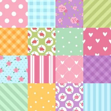 Patchwork textile texture seamless clothes pattern background tile decorative Stock Illustration