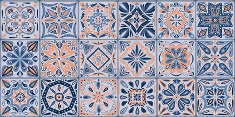 Patchwork tile. Portuguese seamless pattern or spanish bohemian flowers, vintage 스톡 일러스트