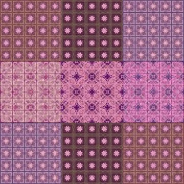 Patchwork tile in trendy purple and pink color Illustrazione stock