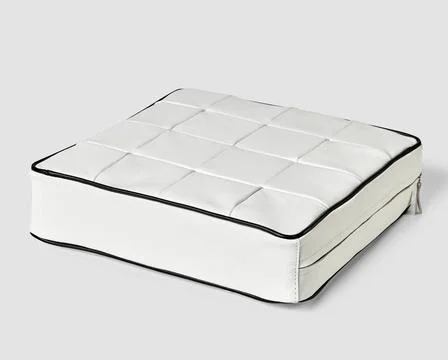 Patchwork white leather square floor cushion with hidden zipper Patchwork ... 스톡 사진