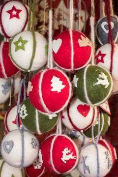 Patchwork xmas ball close up detail Stock Photos