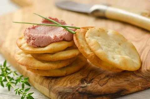 Pate and crackers Stock Photos