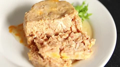 Pate meat pork or chicken terrine tasty snack fresh delicious gourmet food Stock Footage 337064507