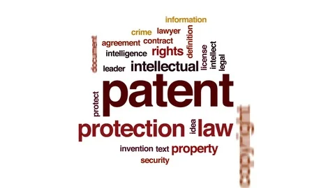 Patent animated word cloud, text design animation. Stock Footage 74977812