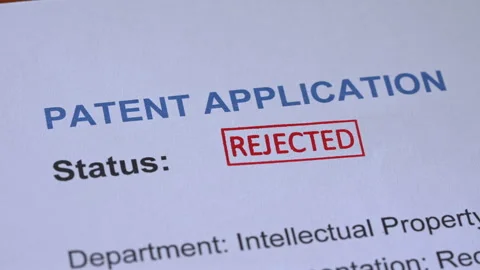 Patent Application Rejected Stamp Coming Down on Form Stock Footage 342034085