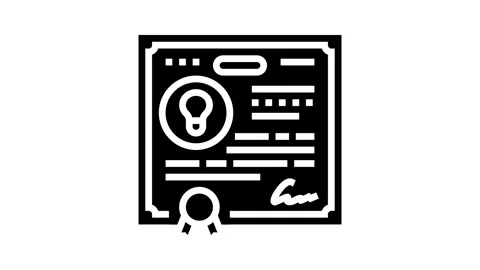 Patent application research development glyph icon animation Stock Footage 326142071