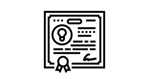 Patent application research development line icon animation Stock Footage 326123153