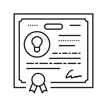 Patent application research development line icon vector illustration Stock Illustration