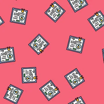 Patent application research development vector seamless pattern Illustrazione stock