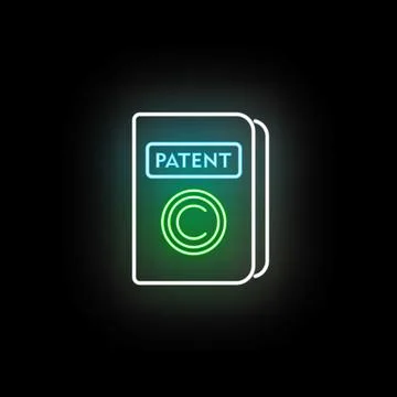 Patent document showing copyright symbol neon outline Stock Illustration