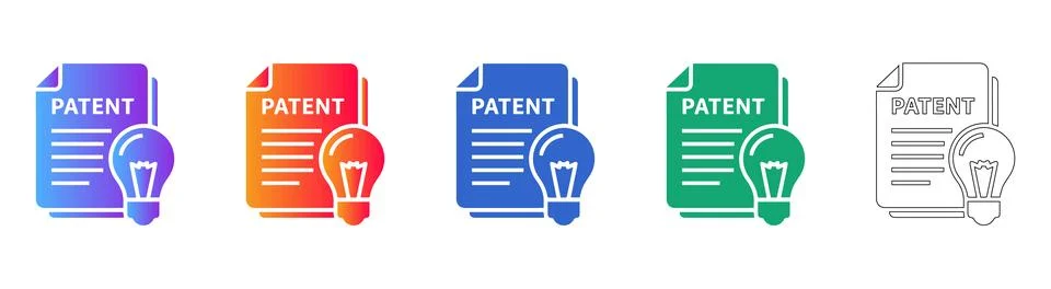 Patent Documentation Icon Set Stock Illustration
