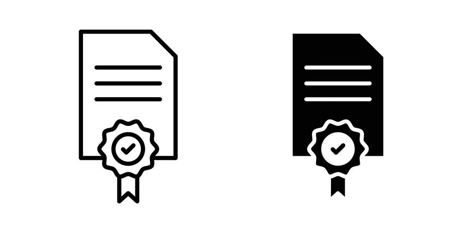 Patent icon linear versions pack on white background Stock Illustration