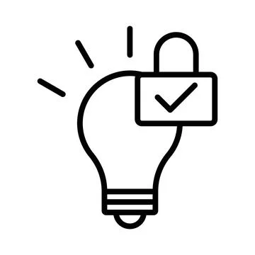 Patent idea icon linear logo mark in black and white Stock Illustration