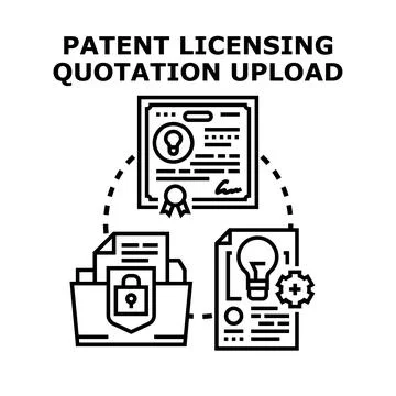 Patent licensing quotation upload process concept Stock Illustration