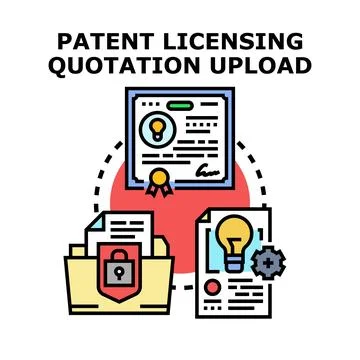 Patent licensing quotation upload process concept Stock Illustration