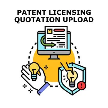 Patent licensing quotation uploading concept icon Stock Illustration