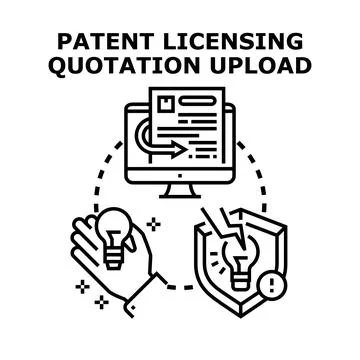 Patent licensing quotation uploading concept icon Stock Illustration