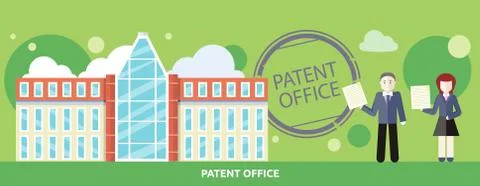 Patent Office Concept in Flat Design Stock Illustration