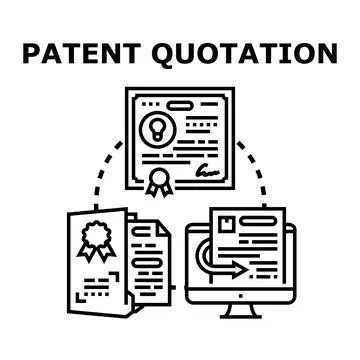 Patent quotation process with intellectual property documents Stock Illustration
