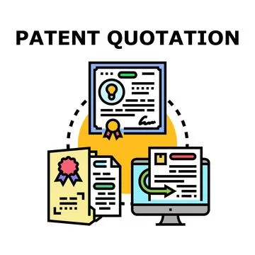 Patent quotation process with intellectual property documents Stockillustratie