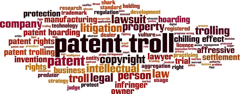 Patent troll word cloud Stock Illustration