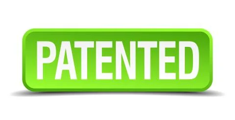 Patented green 3d realistic square isolated button 스톡 일러스트