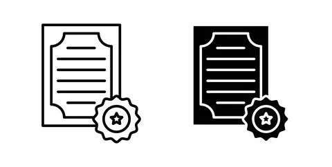 Patented icon collection in black, Line icons, flat symbols Stock Illustration