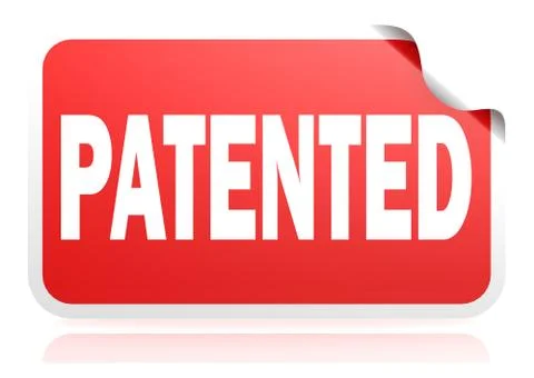 Patented red square banner 스톡 일러스트