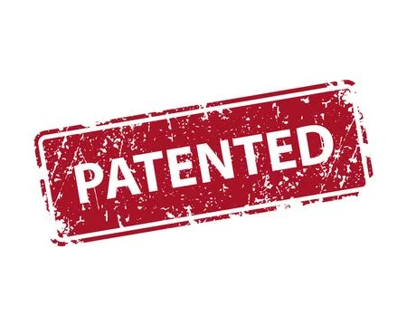 Patented sign sticker. Stamp vector texture. Stock Illustration