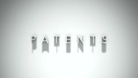 Patents 3D title animation with shadows on a white background Stock Footage 297456580