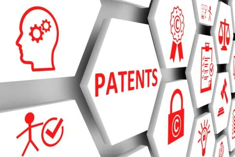 PATENTS concept cell background 3d illustration Stock Illustration
