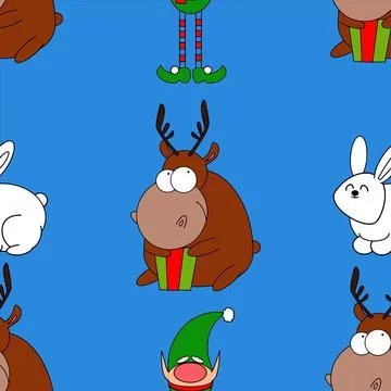Paternal with moose dwarf and rabbit for the new year Stock Illustration