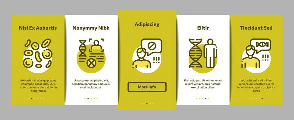 Paternity Test Dna Onboarding Elements Icons Set Vector Stock Illustration